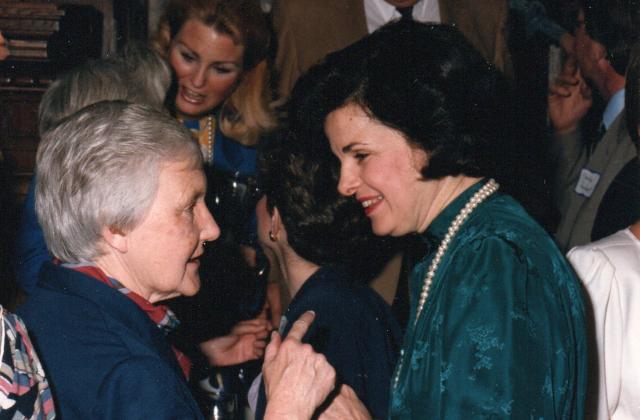 Dianne Feinstein (right) and Sister Mary "Be" Mardel, RSCJ (left), 1986
